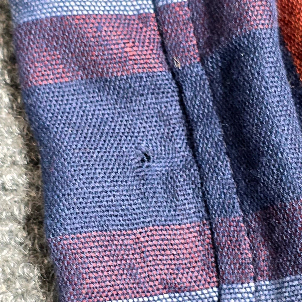 Loft Plaid Infinity Scarf Women's One Size Navy Blue Rust Orange‎ Eyelash Fringe